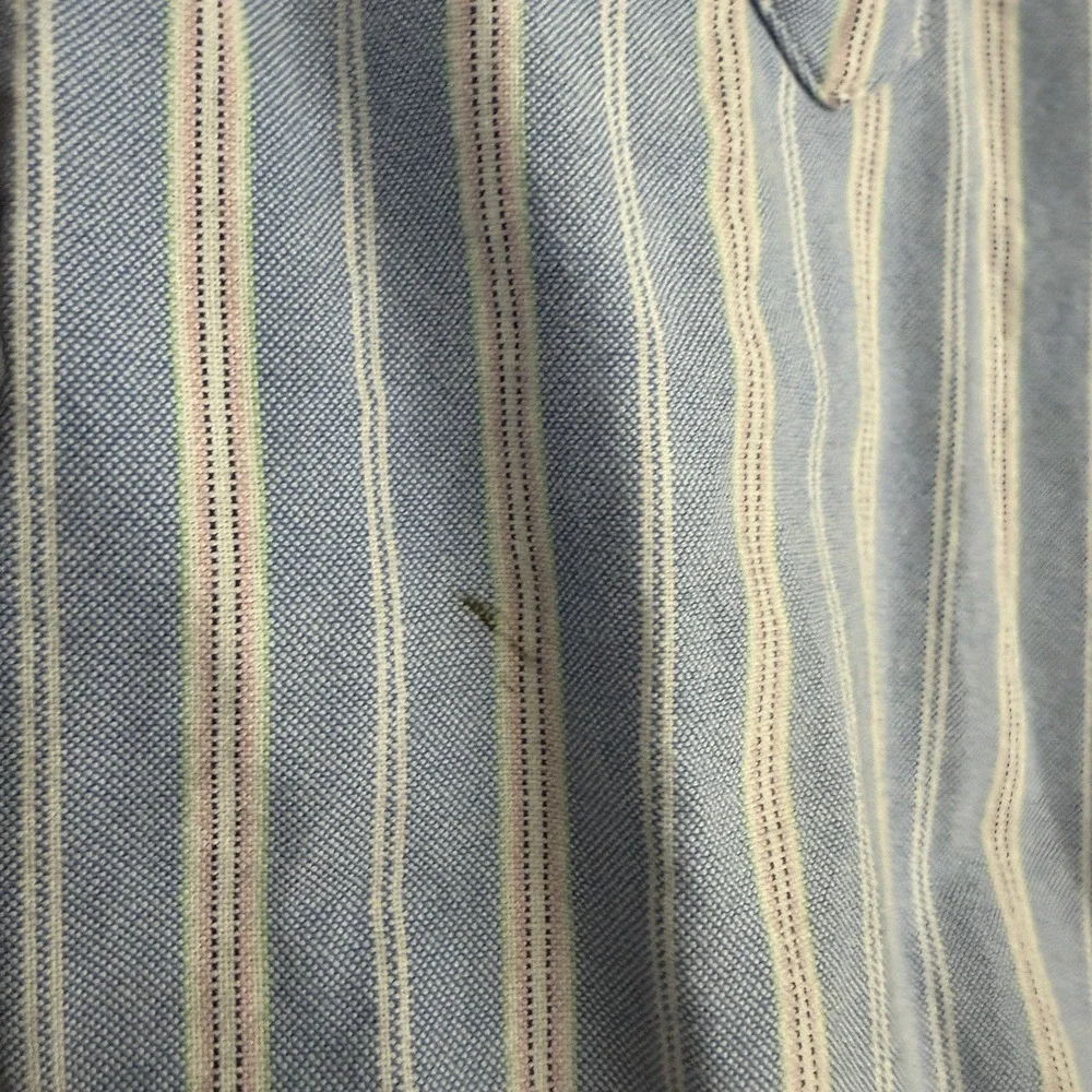 Polo Ralph Lauren Mens XL Slim Fit Oxford Shirt Blue Stripe Flesh Pony Preppy